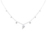.26ct G SI 14K White Gold Diamond Heart Dangling Pendant Necklace 16+2" Long