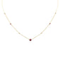 .35ct G SI 14K Yellow Gold Diamond & Ruby Gemstone Flower Pendant Necklace 16+2" Long