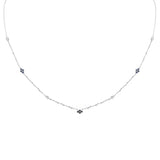 <span>DIAMOND CLOSEOUT! </span> .39ct G SI 14K White Gold Diamond & Blue Sapphire Gemstone Pendant Necklace 16+2" Long