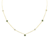 .32ct G SI 14K Yellow Gold Diamond & Emerald Gemstones Pendant Necklace 16+2" Long