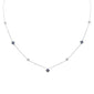 .44ct G SI 14K White Gold Diamond & Blue Sapphire Gemstone Pendant Necklace 16+2" Long