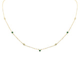 <span>DIAMOND CLOSEOUT! </span> .26ct G SI 14K Yellow Gold Diamond & Emerald Gemstone Pendant Necklace 16+2" Long