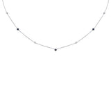 .45ct G SI 14K White Gold Diamond Blue Sapphire Pendant Necklace 16+2" Long
