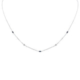 <span>DIAMOND CLOSEOUT! </span> .39ct G SI 14K White Gold Diamond & Blue Sapphire Gemstone Pendant Necklace 16+2" Long