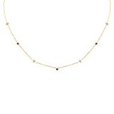.31ct G SI 14K Yellow Gold Diamond & Ruby Gemstone Pendant Necklace 16+2" Long