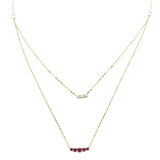 .33ct G SI 14K Yellow Gold Diamond & Ruby Gemstone Pendant Necklace 16+2" Long
