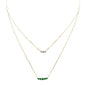 .30ct G SI 14K Yellow Gold Diamond & Emerald Gemstone Pendant Necklace 16+2" Long