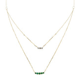 <span>DIAMOND CLOSEOUT! </span> .30ct G SI 14K Yellow Gold Diamond & Emerald Gemstone Pendant Necklace 16+2" Long