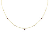 .41ct G SI 14K Yellow Gold Diamond & Ruby Gemstone Pendant Necklace 16+2" Long