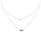 .34ct G SI 14K White Gold Diamond & Blue Sapphire Gemstone Pendant Necklace 16+2" Long