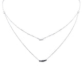 <span>DIAMOND CLOSEOUT! </span> .34ct G SI 14K White Gold Diamond & Blue Sapphire Gemstone Pendant Necklace 16+2" Long