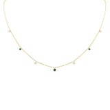 .34ct G SI 14K Yellow Gold Diamond & Emerald Gemstone Pendant Necklace 16+2" Long
