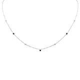 <span>DIAMOND CLOSEOUT! </span> .38ct G SI 14K White Gold Diamond & Blue Sapphire Gemstone Pendant Necklace 16+2" Long