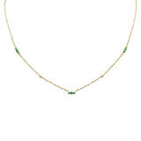 <span>DIAMOND CLOSEOUT! </span> .22ct G SI 14K Yellow Gold Diamond & Emerald Gemstone Pendant Necklace 16+2" Long