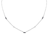 <span>DIAMOND CLOSEOUT! </span> .26ct G SI 14K White Gold Diamond & Blue Sapphire Gemstone Pendant Necklace 16+2" Long