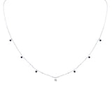 .30ct G SI 14K White Gold Diamond & Blue Sapphire Gemstone Pendant Necklace 16+2" Long