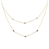 .32ct G SI 14K Yellow Gold Diamond & Ruby Gemstone Pendant Necklace 16+2" Long