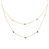 <span>DIAMOND CLOSEOUT! </span> .36ct G SI 14K Yellow Gold Diamond & Emerald Gemstone Pendant Necklace 16+2" Long