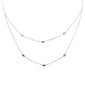 .39ct G SI 14K White Gold Diamond & Blue Sapphire Gemstone Pendant Necklace 16+2" Long