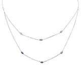 .39ct G SI 14K White Gold Diamond & Blue Sapphire Gemstone Pendant Necklace 16+2" Long