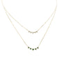<span style="color:purple">SPECIAL!</span>.26ct G SI 14K Yellow Gold Diamond & Emerald Gemstone Pendant Necklace 16+2" Long