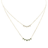 .26ct G SI 14K Yellow Gold Diamond & Emerald Gemstone Pendant Necklace 16+2" Long