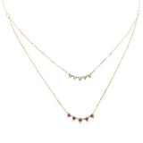 <span style="color:purple">SPECIAL!</span>.28ct G SI 14K Yellow Gold Diamond & Ruby Gemstone Pendant Necklace 16+2" Long