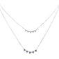 <span style="color:purple">SPECIAL!</span>.27ct G SI 14K White Gold Diamond & Blue Sapphire Gemstone Pendant Necklace 16+2" Long