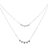 <span style="color:purple">SPECIAL!</span>.27ct G SI 14K White Gold Diamond & Blue Sapphire Gemstone Pendant Necklace 16+2" Long