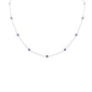 <span style="color:purple">SPECIAL!</span> .84ct G SI 14K White Gold Blue Sapphire Gemstone Station Necklace 16 + 2" Ext
