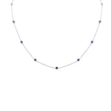 .84ct G SI 14K White Gold Blue Sapphire Gemstone Station Necklace 16 + 2" Ext