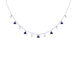 3.17ct G SI 14K White Gold Diamond & Blue Sapphire Pendant Necklace 16 + 2" Ext