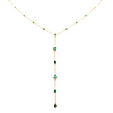1.69ct G SI 14K Yellow Gold Emerald Lariat Necklace 16 + 2" Ext