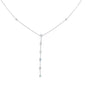 <span style="color:purple">SPECIAL!</span> .71ct G SI 14K White Gold Aquamarine Gemstone Lariat Necklace 16 + 2" Ext