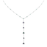 <span style="color:purple">SPECIAL!</span> 1.43ct G SI 14K White Gold Blue Sapphire Lariat Necklace 16 + 2" Ext
