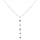 2.53ct G SI 14K White Gold Blue Sapphire Lariat Necklace 16 + 2" Ext