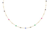 1.58ct G SI 14K Yellow Gold Diamond & Multi Color Necklace 16 + 2" Ext