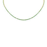 3.23ct G SI 14K Yellow Gold Diamond & Green Emerald Tennis Necklace 14 + 2 " Long