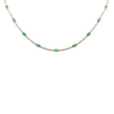 9.29ct G SI 14K Yellow Gold Diamond & Oval Green Emerald Tennis Necklace 18" Long