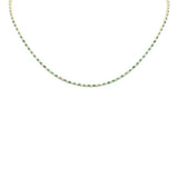 3.46ct G SI 14K Yellow Gold Diamond & Green Emerald Tennis Necklace 12+4" Ext