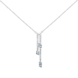 .63ct G SI 14K White Gold Diamond & Aquamarine Gemstone Pendant Necklace 18" Long