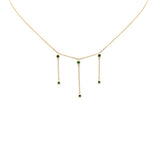 .16ct G SI 14K Yellow Gold Green Emerald Gemstone Dangling Necklace 16 + 2" Ext