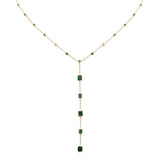 <span>DIAMOND CLOSEOUT! </span> 2.19ct G SI 14K Yellow Gold Emerald Gemstone Lariat Necklace 16 + 2" Ext