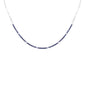 <span style="color:purple">SPECIAL!</span> 2.96ct G SI 14K White Gold Diamond & Blue Sapphire Gemstone Paperclip Tennis Necklace 16 + 1" Long