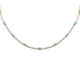 <span style="color:purple">SPECIAL!</span> 8.98ct G SI 14K Yellow Gold Diamond & Emerald Gemstone Tennis Necklace 18" Long
