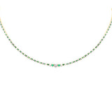 <span style="color:purple">SPECIAL!</span> 3.08ct G SI 14K Yellow Gold Diamond & Emerald Tennis Necklace 16" Long