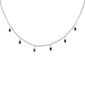 <span style="color:purple">SPECIAL!</span> 3.73ct G SI 14K White Gold Diamond & Blue Sapphire Tennis Necklace 13" + 6" EXT