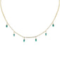 <span style="color:purple">SPECIAL!</span> 3.34ct G SI 14K Yellow Gold Diamond & Emerald Tennis Necklace 13" + 6" EXT