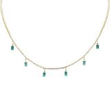3.34ct G SI 14K Yellow Gold Diamond & Emerald Tennis Necklace 13" + 6" EXT