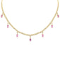 <span style="color:purple">SPECIAL!</span> 3.47ct G SI 14K Yellow Gold Diamond & Pink Sapphire Cuban Link Necklace 12" + 4" EXT